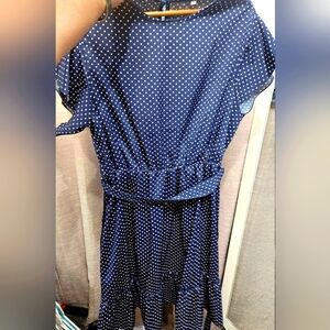Stylish Navy Polka Dot Dress